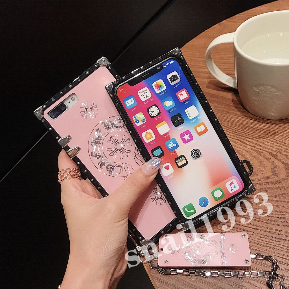 OPPO Reno3 Pro A91 A31 Realme 5 Vivo V17 V17 Pro S1 Pro Huawei P40 P40 Pro Samsung S20 S20 Plus S20 Ultra A91 A81 A71 A51 Fashion Vogue Pink Chrome Heart Chian Soft Square Phone Case