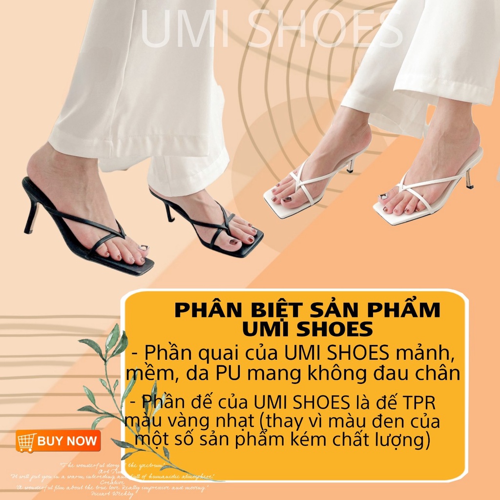 [LOẠI 1 -NOWSHIP] Guốc lê nữ cao gót 7p quai mảnh kẹp xỏ ngón màu đen/trắng phối đồ xinh bền đẹp đơn giản đi làm đi chơi