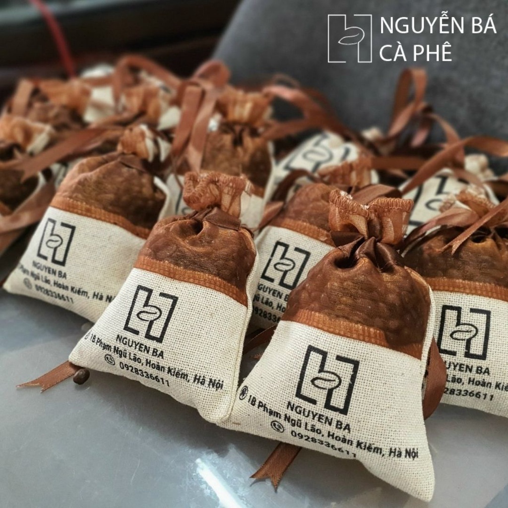 Túi thơm hạt cà phê rang mộc nguyên chất khử mùi ô tô, tủ quần áo hương tự nhiên - Nguyễn Bá Coffee