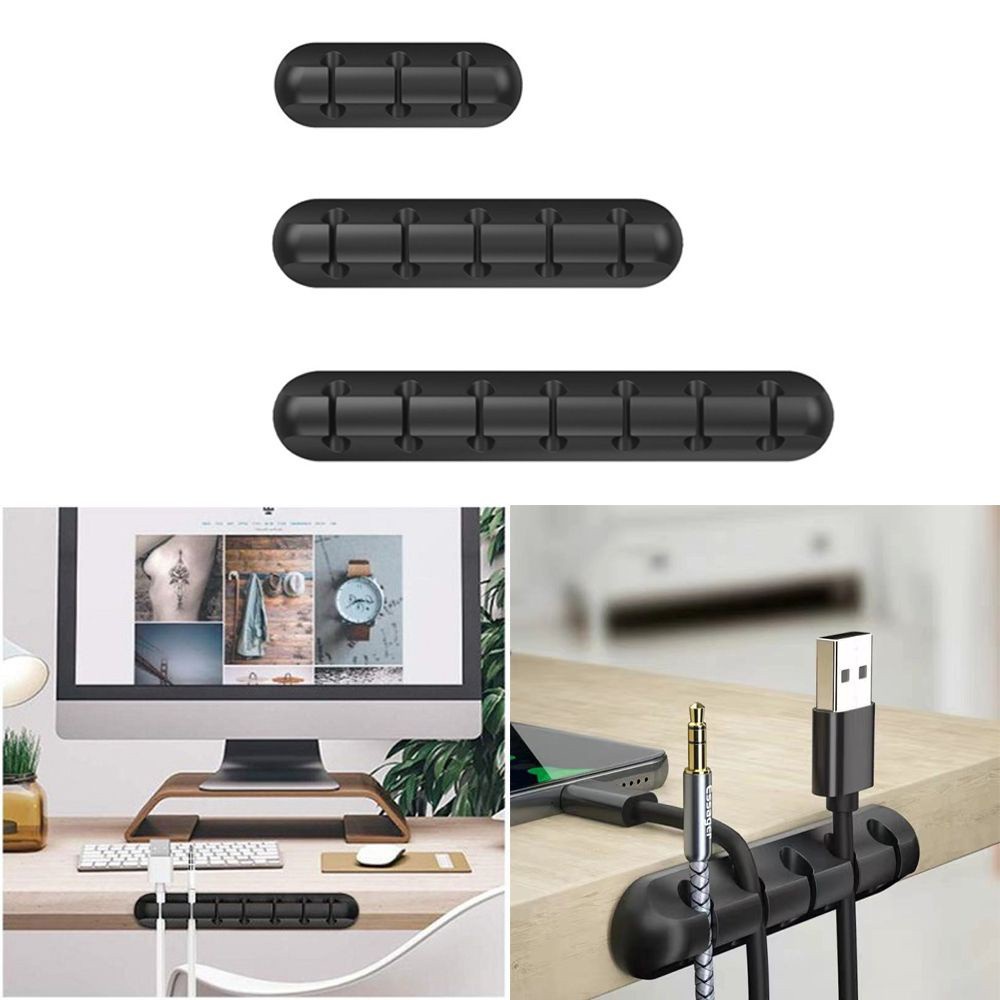 Giá cố định dây cáp bằng silicon màu đen tiện dụng cho văn phòng