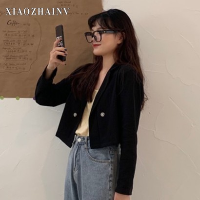 Xiaozhainv Áo Blazer dáng rộng màu trơn hợp thời trang