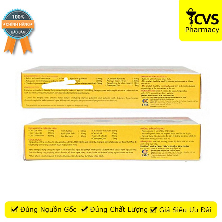 Ích Thận Vương - Viên uống dành cho người suy thận, chạy thận (30 viên) cvspharmacy