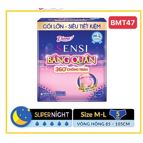 BĂNG VỆ SINH DẠNG QUẦN DIANA SIZE ML TÚI 5 CHIẾC SIÊU TIẾT KIỆM