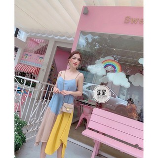 Đầm suông 3 màu đuôi nhọn