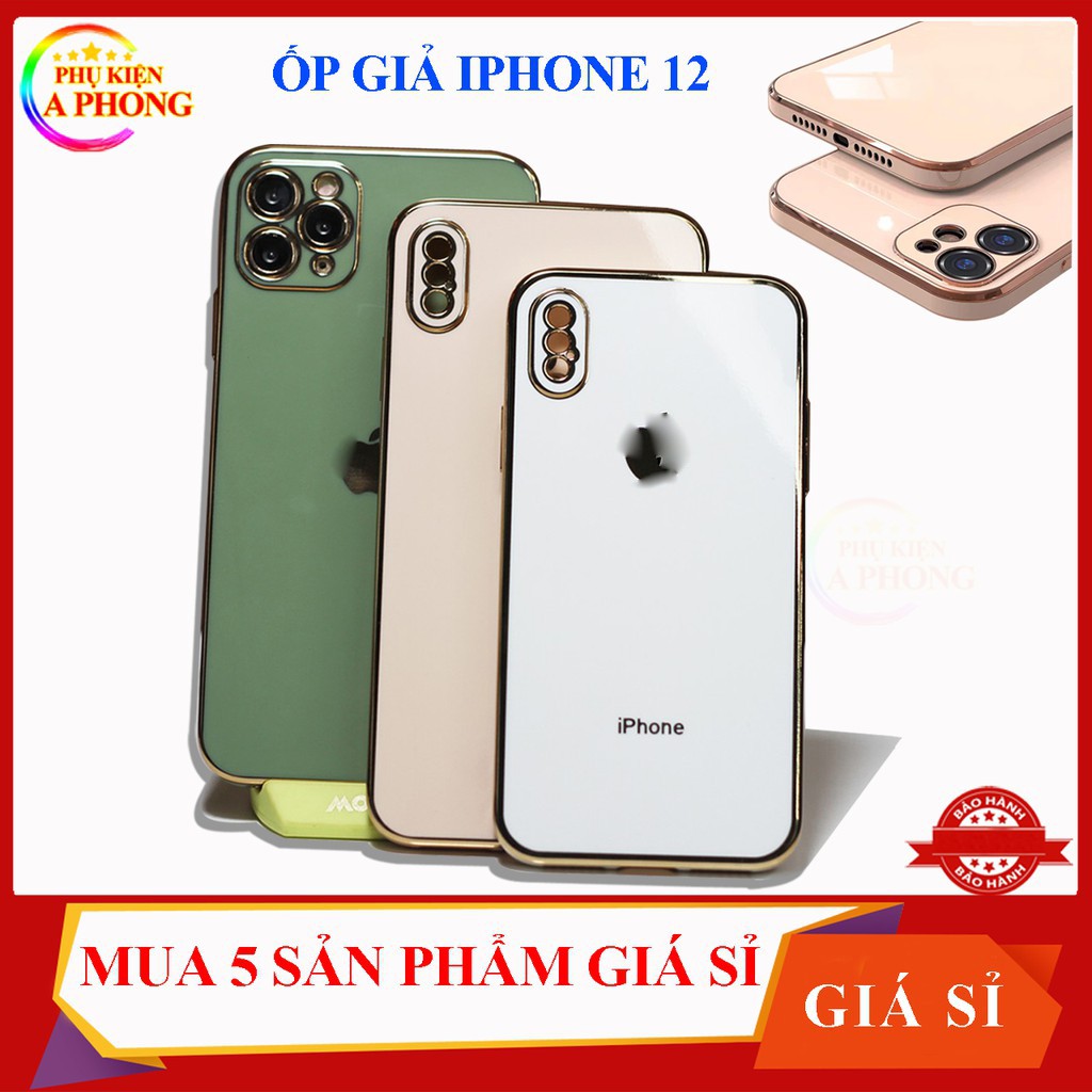 Ốp lưng iphone dẻo Cạnh vuông viền vàng cho iphone 6plus//6splus/7plus/8plus/x/xs/xsmax/11/11promax