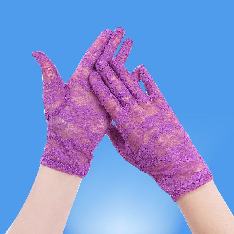 Găng tay chống nắng chống tia UV bằng lụa mát phối ren dùng khi lái xe/đạp 3ZjV