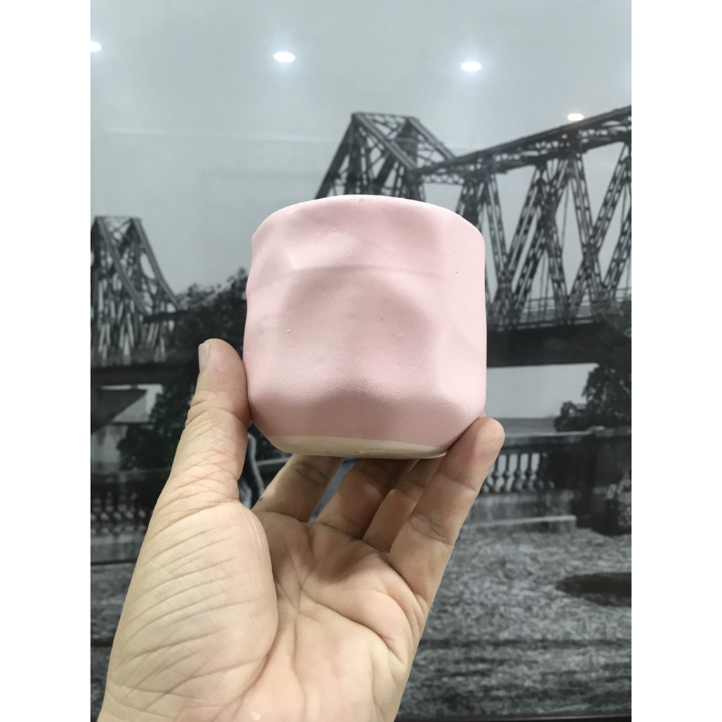Chậu trồng cây cảnh giá rẻ đẹp - chậu mini - Sen Đá - Xương Rồng - Hoa nhỏ - Kiểu TRỤ NA, gốm Sứ Bát Tràng.