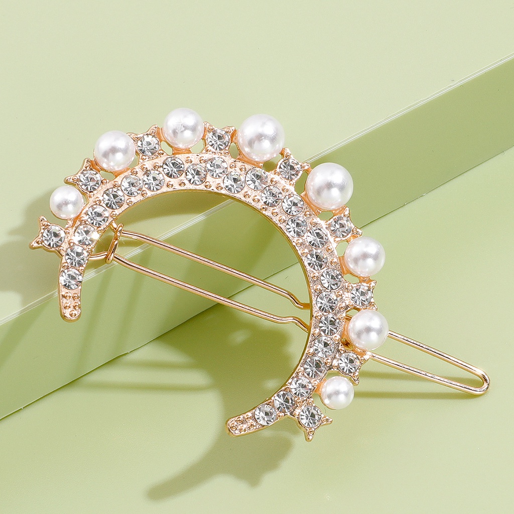 K86 Kẹp tóc hoa nơ đính hạt sang chảnh