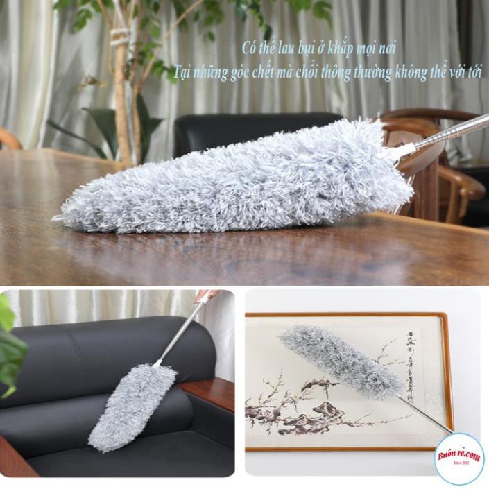 Chổi Quét Trần Bằng Sợi Vải Siêu Nhỏ Inox Cán Dài Cao Cấp Đầu Chổi Linh Hoạt 00989