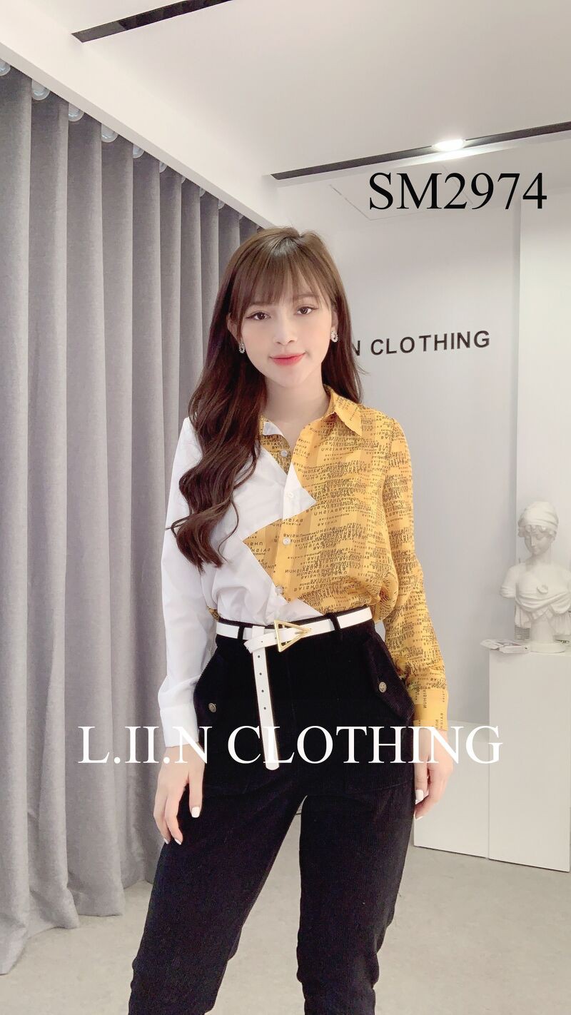 Áo sơ mi Trắng Phối Voan Vàng Liin Clothing SM2974