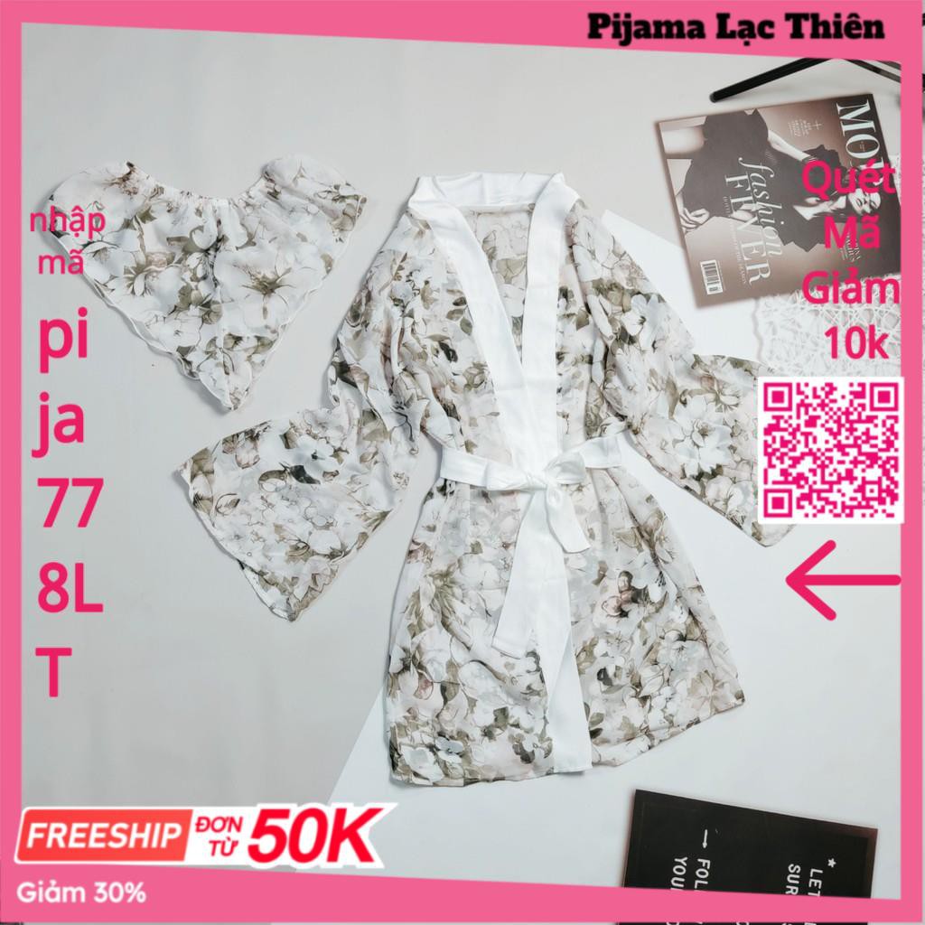 Áo Choàng Ngủ Voan Xuyên Thấu, Áo Choàng Ngủ Kimono Kèm Quần Gợi Cảm Quyến Rủ Cho Nữ. | BigBuy360 - bigbuy360.vn