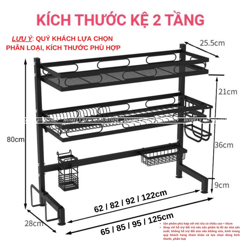 ❤️MIỄN PHÍ SHIP❤️ Kệ Để Chén Bát Đa Năng Thông Minh - Giá Để Đồ Chén Đĩa Trên Bồn Rửa Bát Thép Carbon Sơn Đen Cao Cấp