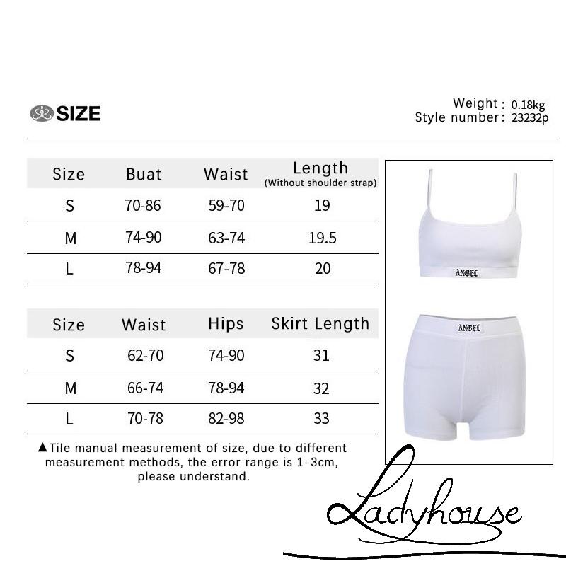 Bộ 2 Món Áo Croptop Hai Dây Cổ Chữ U In Chữ + Quần Ngắn Mùa Hè Cho Nữ