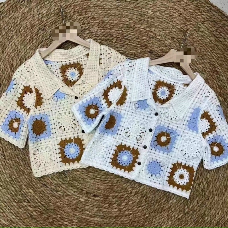 Áo Len Cộc Tay Thêu Hoa