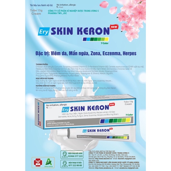 Gel Skin Keron hỗ trợ trị mụn trứng cá, viêm da.