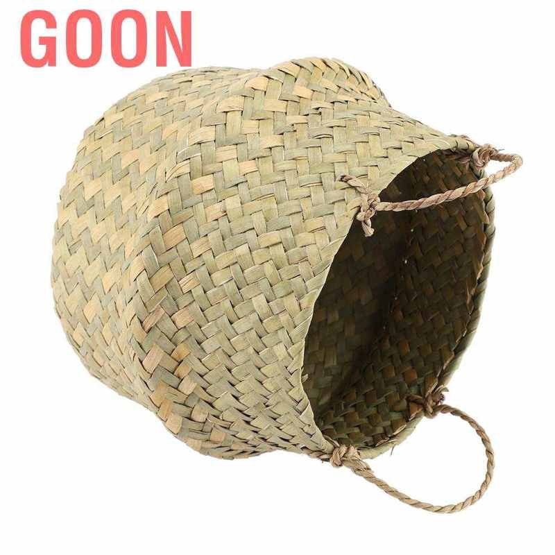 Goon Foldable Natural Seagrass Woven Clothes Storage Organizer Flower Pot Basket