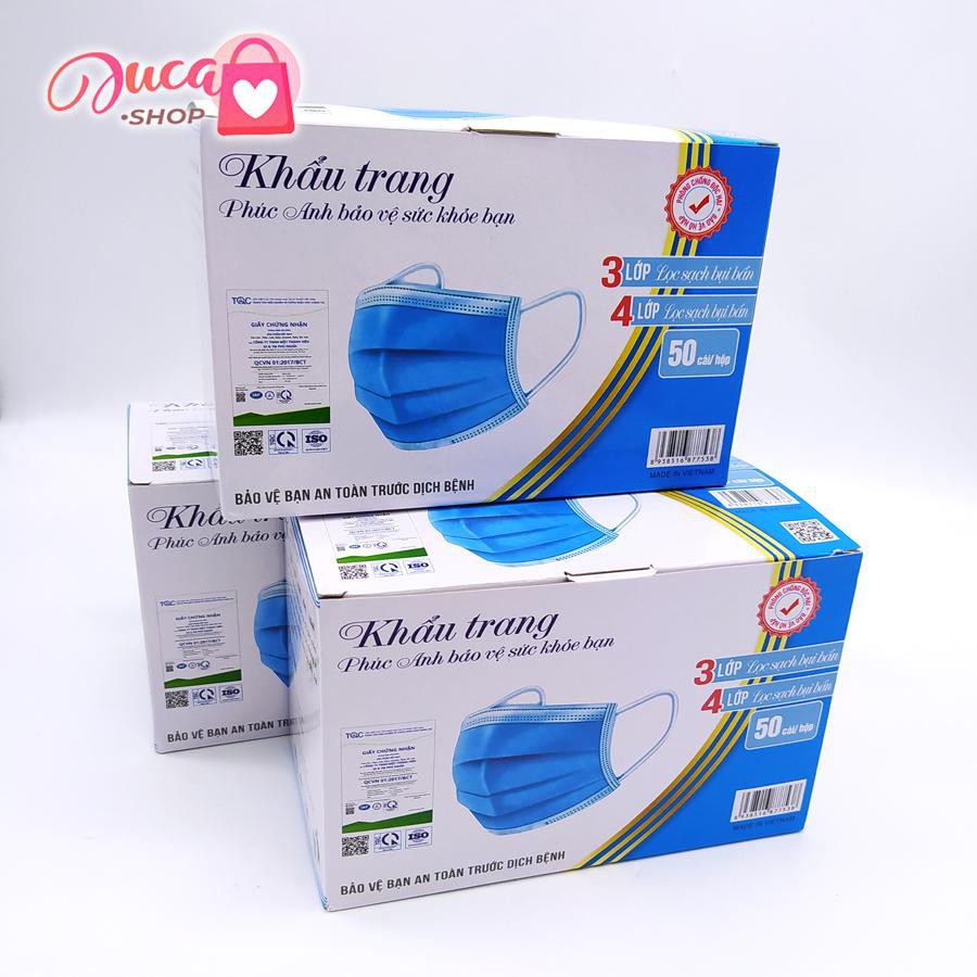 Khẩu trang y tế 4 lớp giấy kháng khuẩn hàng công ty hộp 50 chiếc Ami - Sakata - 3D - Phúc Anh - Famapro