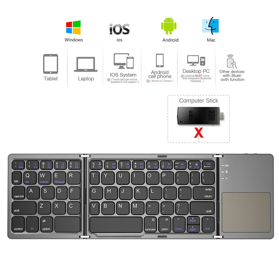 Bàn phím không dây Mini hỗ trợ tiếng Nga/ Tây Ban Nha/ Ả Rập B033 dành cho Windows/ Android/ Ios