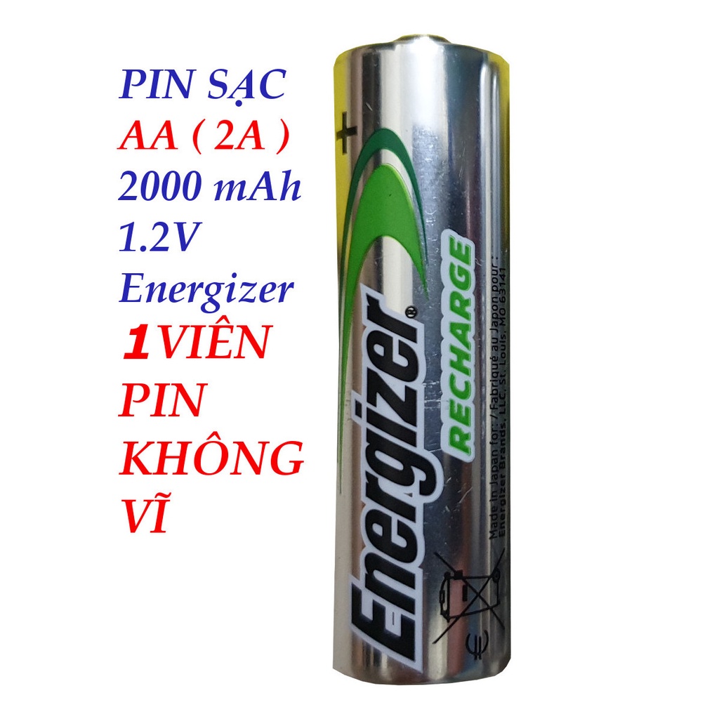 Pin sạc AA (2A) 2000mAh 1.2V Energizer KHÔNG VĨ dùng cho thiết bị cần nguồn 1.5V