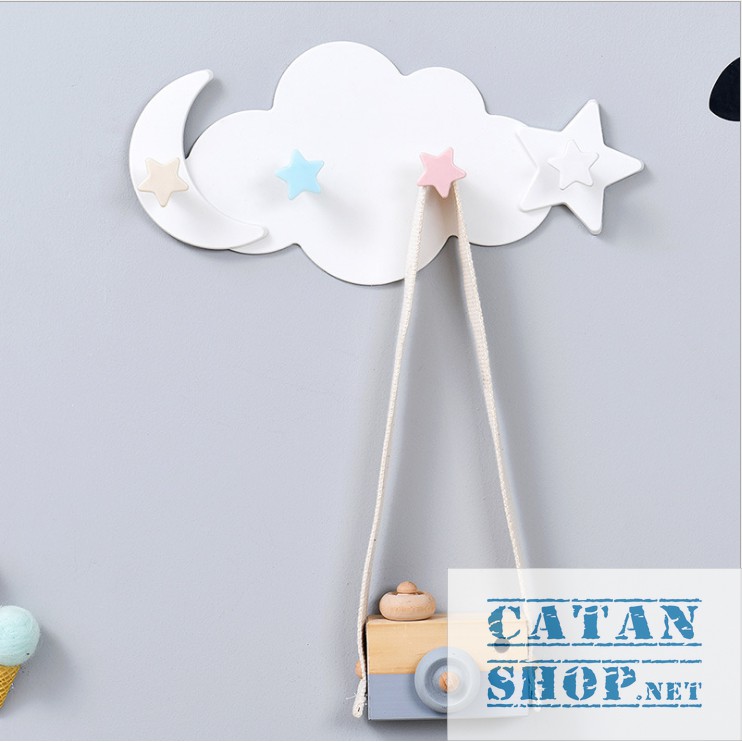 Móc treo dán tường hình đám mây siêu cute, móc treo tủ quần áo, nhà bếp, có 4 móc chịu lực GD177-MCKhoa-May