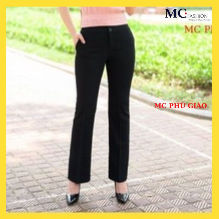 Quần Ống Loe Nữ Lưng Cao Âu Công Sở Đẹp Mc Fashion Màu Đen Chất Vải Co Giãn Size Đủ Q0485