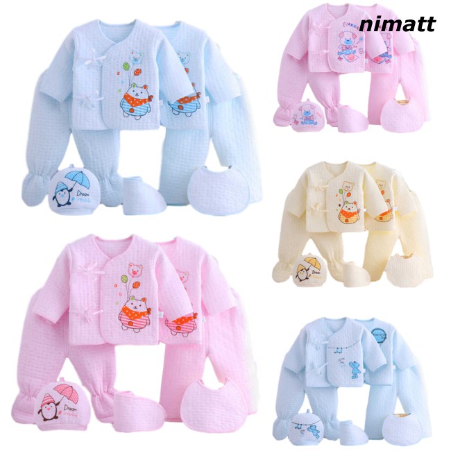 Ấm Cho Bé Từ 0-3 Tháng Tuổi Đồ Dày Giữ Dặn Set Cotton Bộ 7