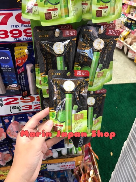 (Sale 40%) Son dưỡng ẩm, chống thâm môi chiết chuất Matcha Trà xanh Nhật Bản Rohto Melty Cream Lip