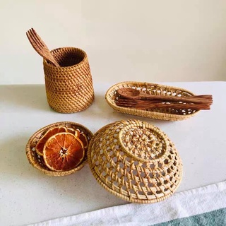 MÂY TRE VIỆT | Khay mây đan thưa đựng đồ ăn, đĩa mây thủ công hàng xuất khẩu