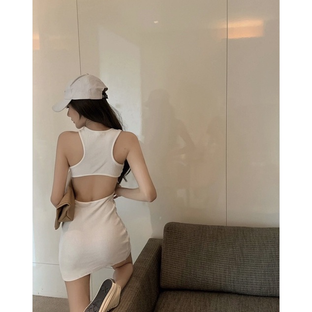 Đầm Ôm Ba Lỗ Hỡ Lưng Chất Thun Gân Co Giãn Tốt