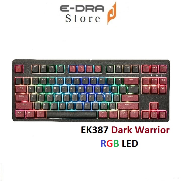 Bàn phím cơ E-DRA EK387 Dark Warrior LED RGB -( Edra Switch - Blue / Brown / Red )