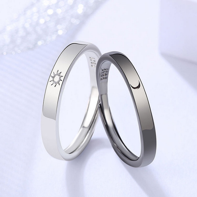 1 Nhẫn Hình Mặt Trăng Mặt Trời Có Thể Điều Chỉnh Kích Thước Cho Cặp Đôi