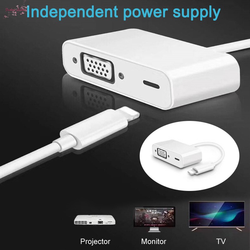 For Lightning To VGA Adapter Plug&Play for Apple iPhone X 8 iPad Air