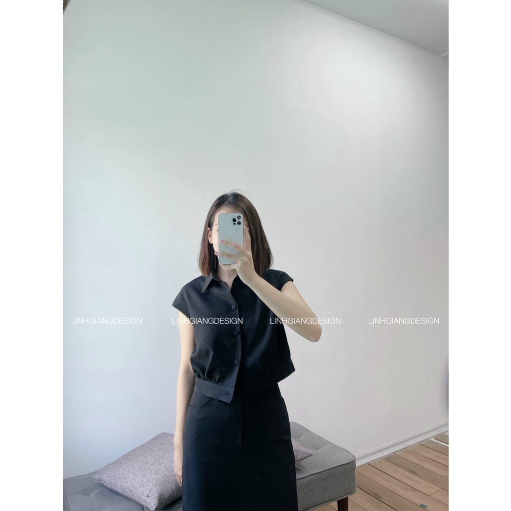 Chân váy dáng đứng sành điệu dài qua gối thời trang nữ thiết kế cao cấp