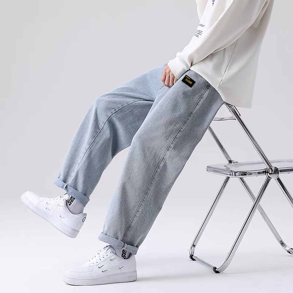 Quần Jean Baggy Nam Cạp Chun Dáng XXWE Suông Rộng - Chất Bò Mặc Thoải Mái - Thêu XXWE Local Brand