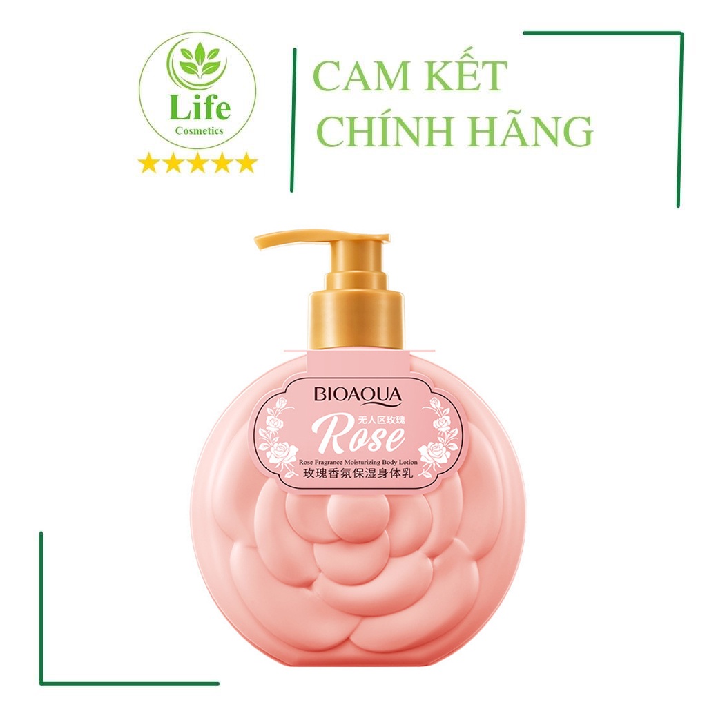 Sữa dưỡng thể Bioaqua hương hoa hồng dưỡng ẩm trắng da chống nắng toàn thân nội địa cao cấp 235g Life Cosmetic