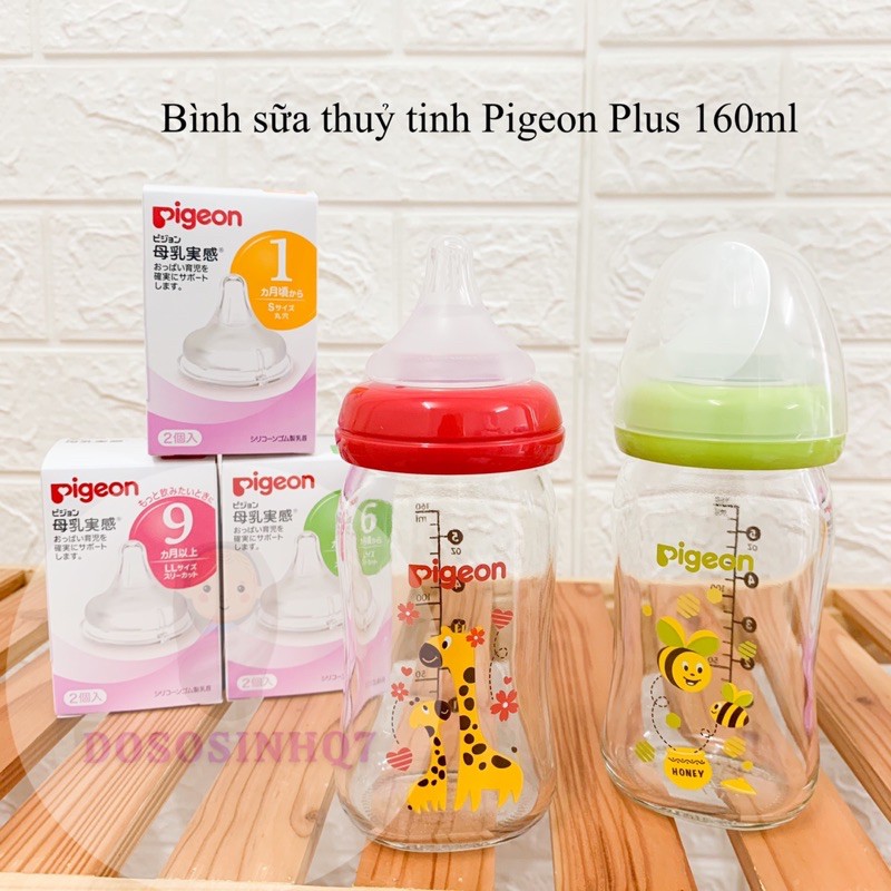 BÌNH SỮA THUỶ TINH PIGEON PLUS 160ML / 240ML