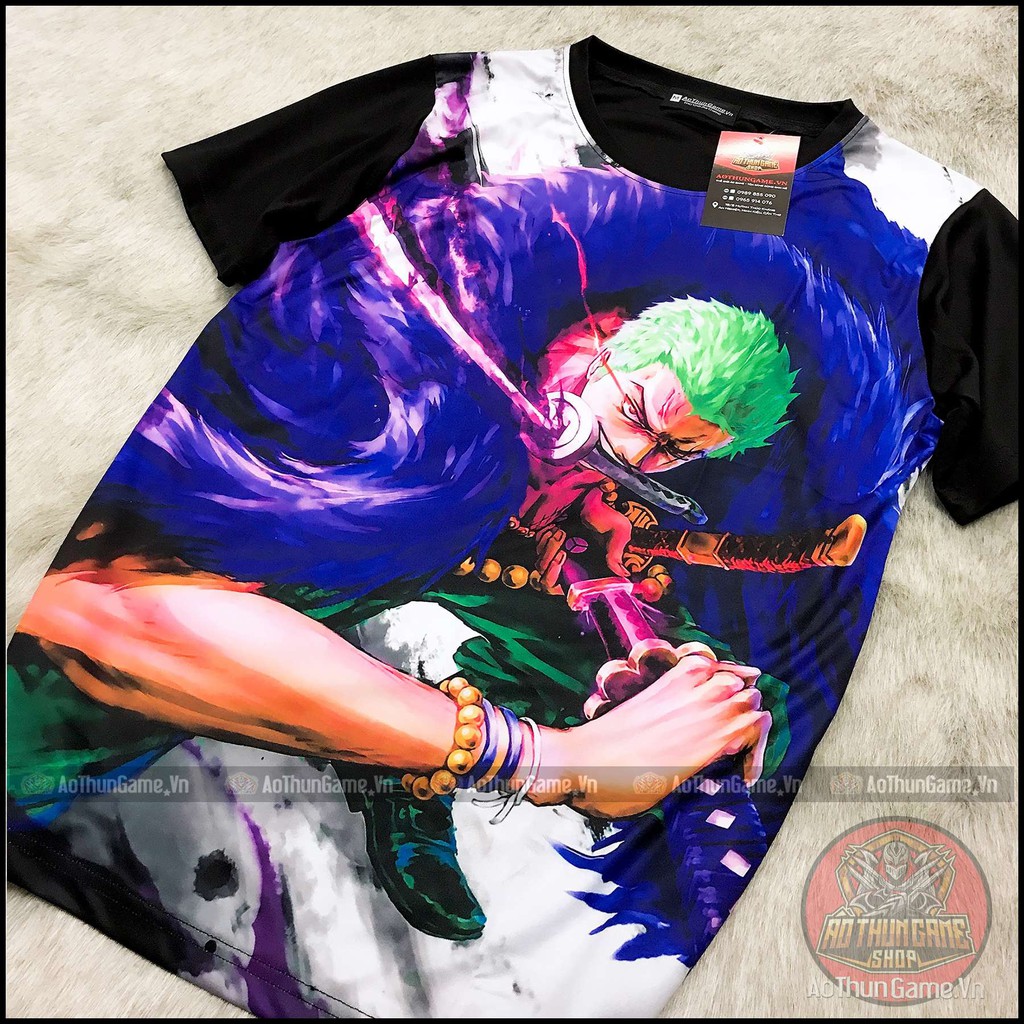 ☘️ Áo One Piece Zoro (3D Đen) Roronoa zoro A01, áo đảo hải tặc Anime Manga ☘️ (Shop AoThunGameVn)