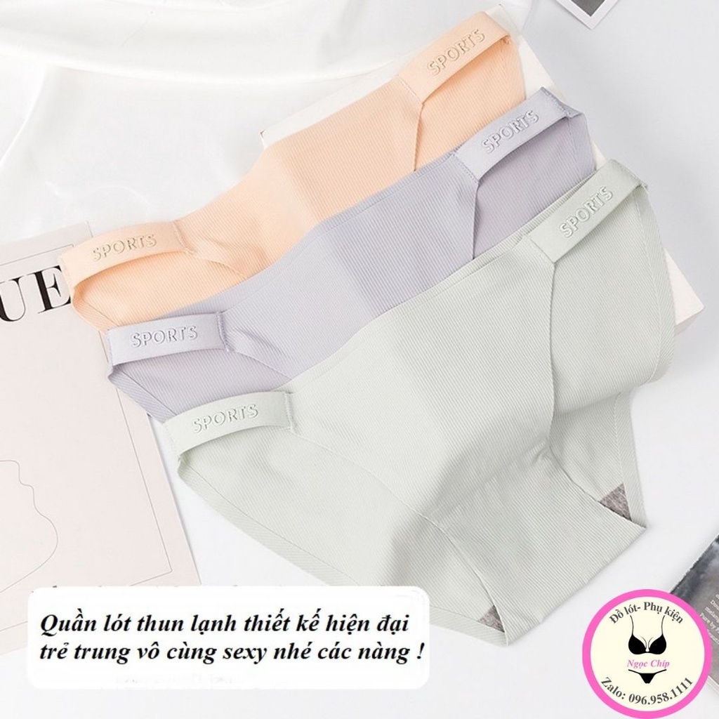 Quần lót nữ thun lạnh thoáng mát cao cấp,quần chip không lộ viền dây hông in chữ sexy NĐ09