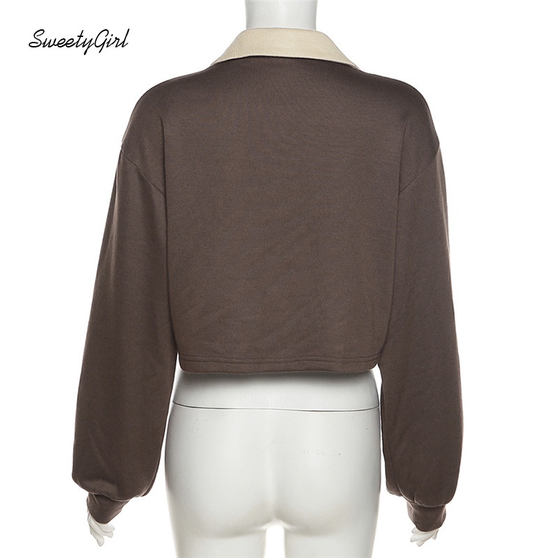 Áo Thun Tay Dài Cổ Chữ V Dáng Rộng In Chữ Phối Màu Tương Phản Thời Trang 2022 Cho Nữ