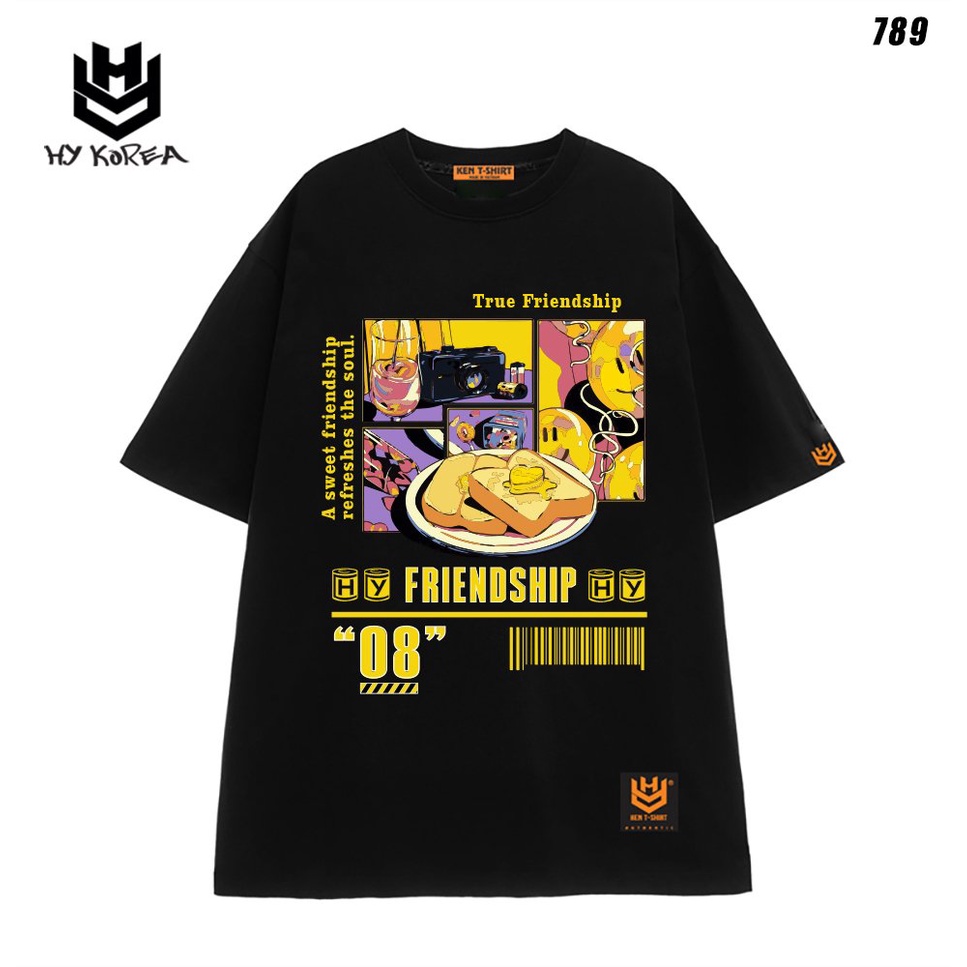 Áo thun nam nữ tay lỡ HY KOREA form rộng Bánh mì bơ 789