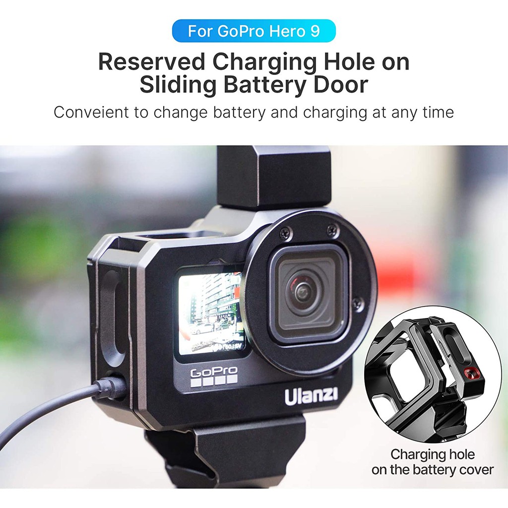 Ulanzi G9-5, Khung Nhôm Quay Vlog Cho Gopro 9, Thiết Kế ColdShoe Mount Gắn Kèm Phụ Kiện Micro & Đèn Led Trợ Sáng