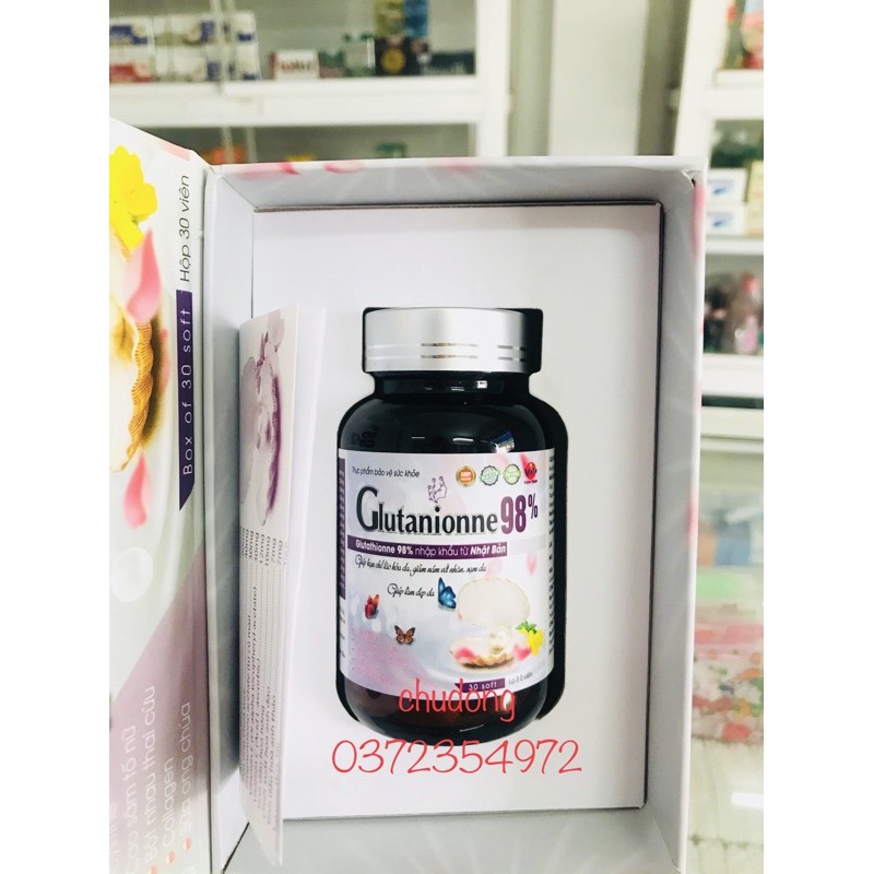 Glutathion ,viên uống trắng da Glutanionne 98% hộp 30 viên