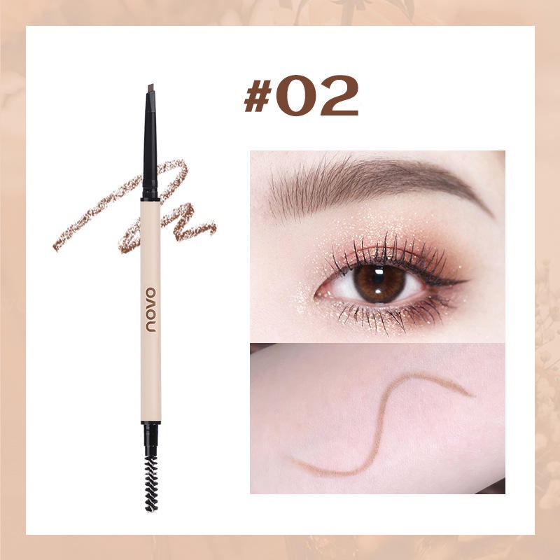 Bút Chì Kẻ Lông Mày NOVO Đầu Tam Giác Màu Nâu Đậm Đậm Chống Nước Không Lem
