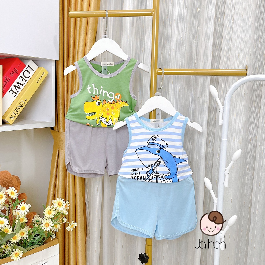 Bộ quần áo ba lỗ Minky Mom khủng long Tiền Sử cho bé trai bé gái chất thun lạnh cao cấp siêu mềm siêu mịn