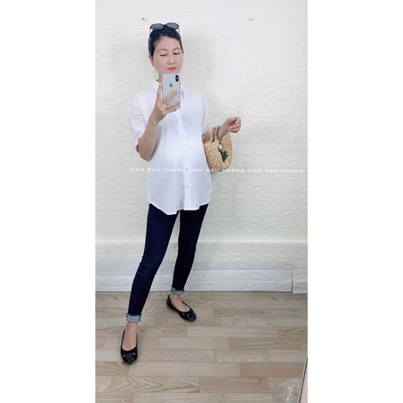 [SIZE 40-80KG] Áo bầu trắng cổ sơ mi công sở vải đũi cao cấp thoáng mát lịch sự 1 lớp độ dày vừa phải có size 80kg