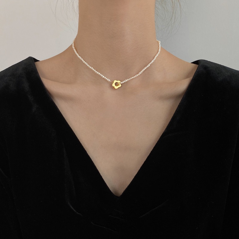 Vòng cổ bạc phối hạt ngọc trai thời trang dành cho phái nữ