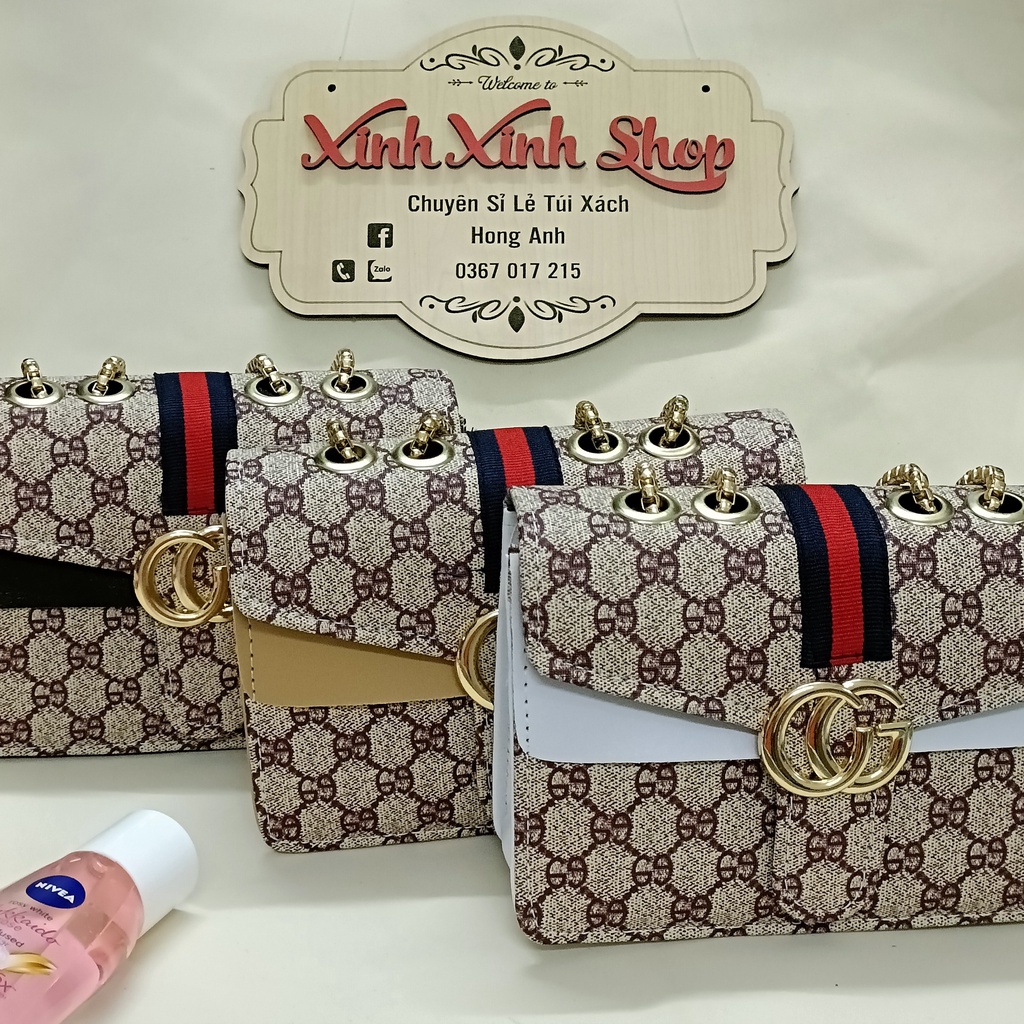 Túi xách nữa G.C có dây đeo chéo xích đặc siêu sang hợp mọi thới trang công sở, đi chơi, dạo-GCXĐ1