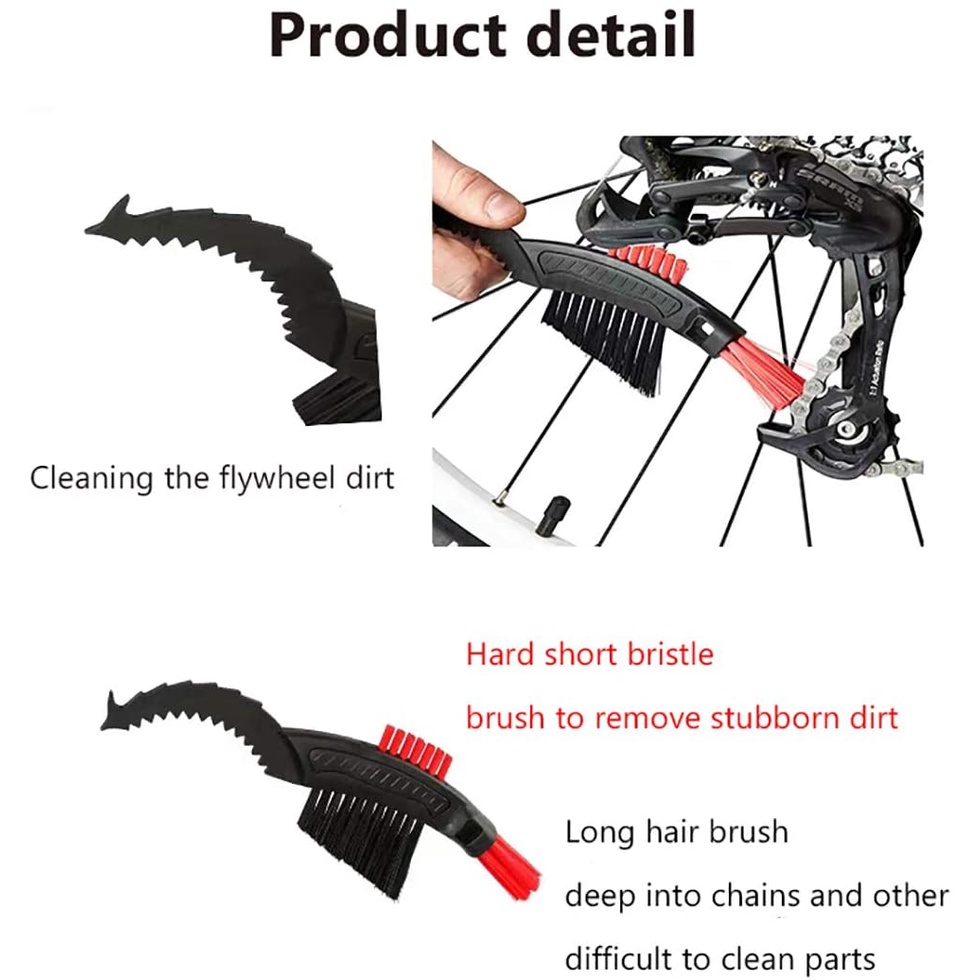 Bộ 3 Bàn Chải Vệ Sinh Xích Xe Đạp Bằng Nhựa Có Tay Cầm Chống Trượt Tiện Dụng Jp1