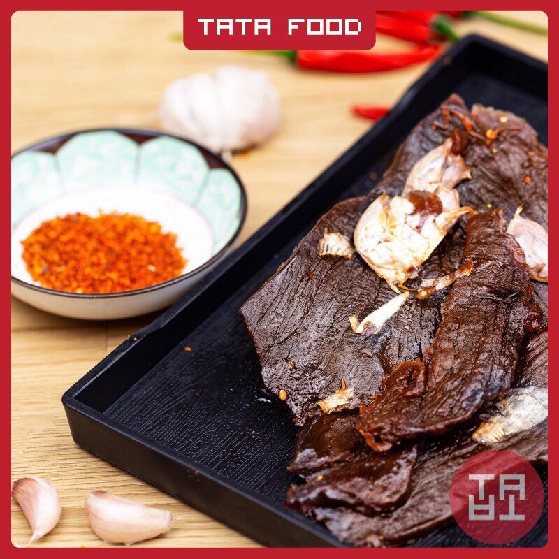 Khô bò miếng ướt cháy tỏi 100g 200g 500g TATA Food đồ ăn vặt Hà Nội BMU125