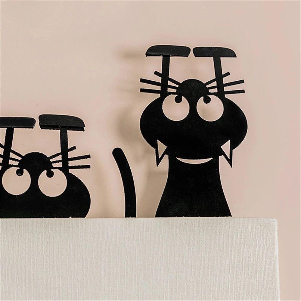 Kẹp Đánh Dấu Trang Sách Hình Mèo Đen Bằng Acrylic Kiểu Vintage